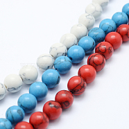 Synthetic Howlite Bead Strand, Dyed, Round, Mixed Color, 8mm, Hole: 1mm, about 50pcs/strand, about 15 inch(G-E439-8mm-01)