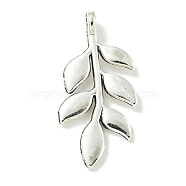 Tibetan Style Alloy Pendants, Lead Free & Cadmium Free, Leaf, Antique Silver, 24x11.5x1.5mm, Hole: 1.5mm(TIBE-I026-5969AS)