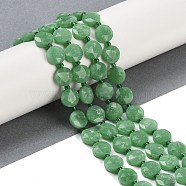 Natural Green Jade Beads Strands, Faceted Pentagonal Cut, Flat Round, with Seed Beads, 10~10.5x5~6mm, Hole: 1mm, about 32~33pcs/strand, 15.75''(40cm)(G-C116-A12-01)