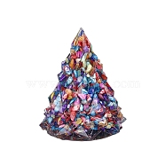 Resin Christmas Tree Display Decoration, with Shell Chips inside Statues for Home Office Decorations, Colorful, 80x80x105mm(PW-WG11806-10)