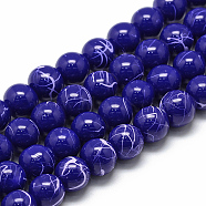 Drawbench Glass Beads Strands, Baking Painted, Dyed, Round, Midnight Blue, 6~6.5mm, Hole: 1.5mm, about 135~140pcs/strand, 31.8 inch(DGLA-S115-6mm-L27)