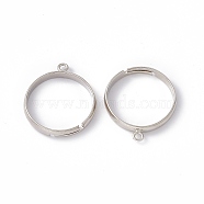 Brass Loop Ring Bases, Adjustable, Lead Free, Cadmium Free and Nickel Free, Platinum Color, Size: about 19mm in diameter, 17mm inner diameter, 1mm thick, Loop: about 2mm(X-EC159)