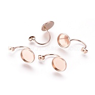 Ion Plating(IP) 304 Stainless Steel Ear Nuts, Butterfly Earring Backs for Post Earrings, Flat Round Cabochon Settings, Rose Gold, Tray: 12mm, 29.5x14x17mm, Hole: 0.8mm(STAS-F232-05B-RG)