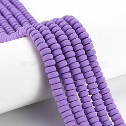 Handmade Polymer Clay Beads Strands, for DIY Jewelry Crafts Supplies, Flat Round, Dark Violet, 6~7x3mm, Hole: 1.5mm, about 113~116pcs/strand, 15.55 inch~16.14 inch(39.5~41cm)(CLAY-N008-54)