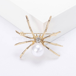 Spider with Plastic Pearl Pins, Alloy Brooches for Girl Women Gift, Golden, 49x40mm(PW-WG19805-03)
