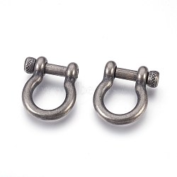 304 Stainless Steel Screw D-Ring Anchor Shackle Clasps, Antique Silver, 30x25x9.5mm, 15mm Inner Diameter(STAS-E446-28A-AS)
