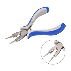 Carbon Steel Jewelry Pliers, Round Nose Pliers, Ferronickel, Platinum, 130x70x18mm(PT-S056-1)