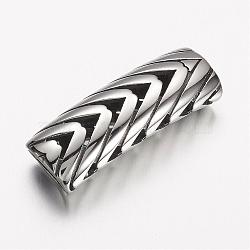 304 Stainless Steel Slide Charms, Rectangle with Arrows, Antique Silver, 42.5x15x11mm, Hole: 7x12mm(STAS-D166-62AS)