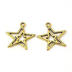 Tibetan Style Alloy Pendants, Lead Free & Cadmium Free, Christmas Star, Antique Golden, about 23mm long, 20.5mm wide, 2mm thick, hole: 1.5mm(K08TM031)