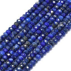 Natural Lapis Lazuli Beads Strands, Faceted, Rondelle, 2~2.5x2mm, Hole: 0.5mm, about 223~226pcs/strand, 14.96~15.16 inch(38~38.5cm)(G-G106-A01-01)