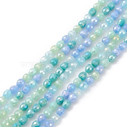 Gradient Color Electroplate Glass Bead Strands, AB Color Plated, Faceted, Teardrop, Pale Turquoise, 4.6x4mm, Hole: 1mm, about 99~101pcs/strand, 18.19~18.5 inch(46.2~47cm)(GLAA-E042-04C)
