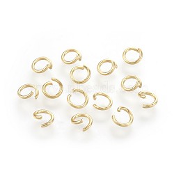 304 Stainless Steel Open Jump Rings, Real 18k Gold Plated, 4x0.8mm, 20 Gauge(STAS-P221-21C-G)