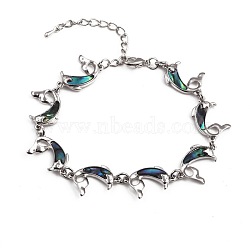 Dolphin Natural Abalone Shell/Paua Shell Link Bracelets for Women(FS5984-7)