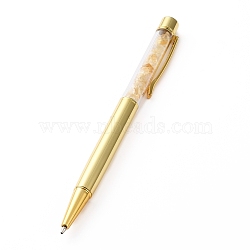 Ballpoint Pens, with Natural Citrine Chip Beads, 14.1x1.3x0.95cm(AJEW-PE0001-05)