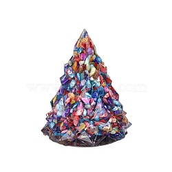 Resin Christmas Tree Display Decoration, with Shell Chips inside Statues for Home Office Decorations, Colorful, 80x80x105mm(PW-WG11806-10)