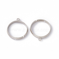 Brass Loop Ring Bases, Adjustable, Lead Free, Cadmium Free and Nickel Free, Platinum Color, Size: about 19mm in diameter, 17mm inner diameter, 1mm thick, Loop: about 2mm(X-EC159)