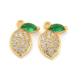 Brass Micro Pave Cubic Zirconia Pendants, Real 18K Gold Plated, Fruit, 12x9x3mm, Hole: 1mm(KK-K369-02G-07)