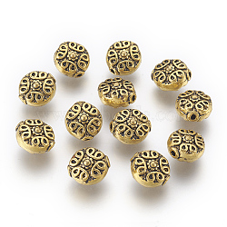 Tibetan Antique Golden Metal Beads, Lead Free & Nickel Free & Cadmium Free, 11mm long, 10mm wide, 6mm thick, hole: 1mm(X-GLF0737Y-NF)