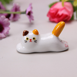 Ceramics Chopsticks Rest, Dinner Spoon Stand Knife Fork Holder, Cat, Snow, 20x50x32mm(WG77831-02)