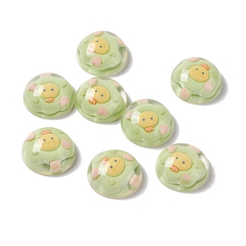 Transparent Resin Cabochons, Half Round with Ice Cream Pattern, Light Green, 24.5x9.5mm