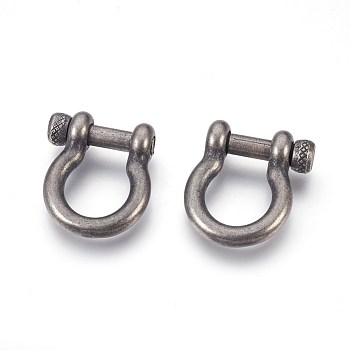 304 Stainless Steel Screw D-Ring Anchor Shackle Clasps, Antique Silver, 31.5x27x9.5mm, 17x20mm Inner Diameter