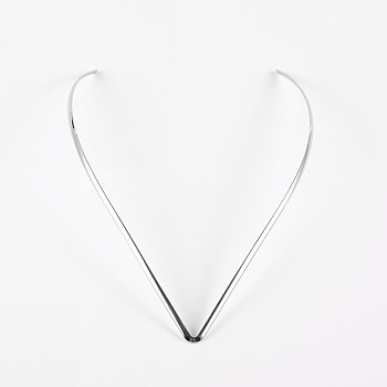 201 Stainless Steel Torque Necklace Making, Rigid Necklaces, Stainless Steel Color, 15.5~170x125~130mm