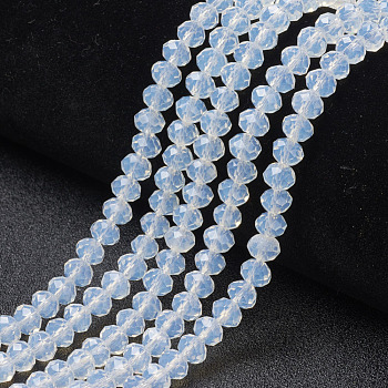 Glass Beads Strands, Imitation Jade, Faceted, Rondelle, Clear, 3x2mm, Hole: 0.8mm, about 165~169pcs/strand, 15~16 inch(38~40cm)