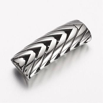 304 Stainless Steel Slide Charms, Rectangle with Arrows, Antique Silver, 42.5x15x11mm, Hole: 7x12mm