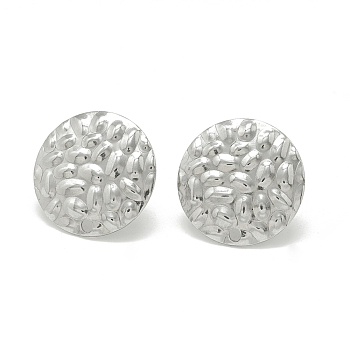 304 Stainless Steel Stud Earring Findings, with Loop, Flat Round, Stainless Steel Color, 16mm, Hole: 1.4mm, Pin: 0.8mm