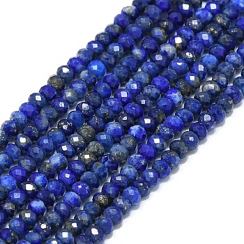 Natural Lapis Lazuli Beads Strands, Faceted, Rondelle, 2~2.5x2mm, Hole: 0.5mm, about 223~226pcs/strand, 14.96~15.16 inch(38~38.5cm)