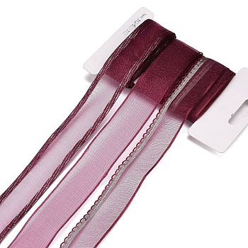 9 Yards 3 Styles Polyester Ribbon, for DIY Handmade Craft, Hair Bowknots and Gift Decoration, Dark Red Color Palette, Dark Red, 1~1-1/8 inch(25~28mm), about 3 yards/style