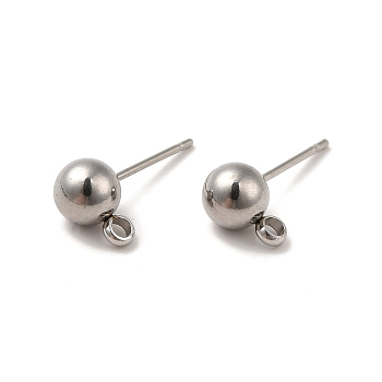 Original Color Stainless Steel Stud Earring Findings, with Loop, Stainless Steel Color, 17x9x6mm, Hole: 1.8mm, Pin: 0.8mm