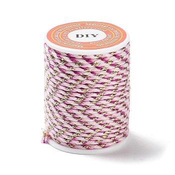 4-Ply Polycotton Cord Metallic Cord, Handmade Macrame Cotton Rope, for String Wall Hangings Plant Hanger, DIY Craft String Knitting, Light Coral, 1.5mm, about 4.3 yards(4m)/roll