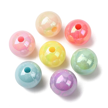 Plastic Beads, Round, AB Color Plated, Mixed Color, 12mm, Hole: 3mm, about 543pcs/500g