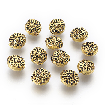 Tibetan Antique Golden Metal Beads, Lead Free & Nickel Free & Cadmium Free, 11mm long, 10mm wide, 6mm thick, hole: 1mm