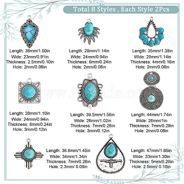 16Pcs 8 Styles Synthetic Turquoise Pendants(FIND-SC0003-47)-2