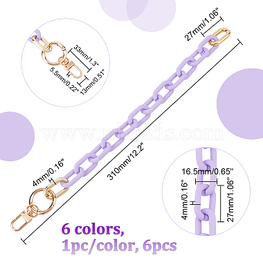 6Pcs 6 Colors Opaque Acrylic Cable Chain Wristlet Straps(HJEW-CA0001-33)-2