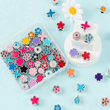 70 pièces 7 style fleurs et plantes série placage uv acrylique perles européennes(OACR-LS0001-07)-5