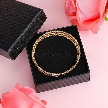 Brass Twisted Flower Beaded Cuff Bangle(JB762A)-3
