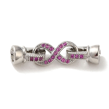 Platinum Medium Violet Red Brass+Cubic Zirconia Fold Over Clasps