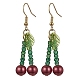 Boucles d'oreilles pendantes cerises en perles d'acrylique et de verre(EJEW-JE05591)-1