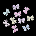 Opaque Resin Cabochons, Bowknot with Polka Dot, Mixed Color, 17x20x6mm(RESI-C077-01)