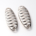 Zinc Alloy Fishing Lures, Fishing Attractor Spinner Blades, for Hard Lures Worm Spinner Baits Spoons Rigs Making, Oval, Platinum, 41~45x17x6mm, Hole: 3mm(FIND-WH0066-43D-P)
