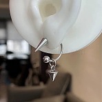 304 Stainless Steel Dangle Stud Earrings, Cone, Stainless Steel Color, 10x10mm(FS-WG2B7D5-02)