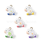 Alloy Enamel Pendants, Horse Charms, Golden, Mixed Color, 13.5~14x14x6mm, Hole: 1.6mm(FIND-G115-02)