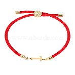 1Pc Adjustable Nylon Cord Slider Bracelets for Women, with Golden Brass Accessories & 304 Stainless Steel Letter Jewelry, Lead Free & Nickel Free & Cadmium Free, Letter T, Inner Diameter: 2-3/4 inch(7cm), letter: 2.5~9.5x13.5~19.5x3~4mm(BJEW-LP0001-32T-02)