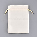 Satin Drawstring Bags, Rectangle, Gift Jewelry Packaging Bag for Earrings Bracelet Packaging, Old Lace, 14~14.5x10~10.5x0.2cm(ABAG-N009-03A-01)