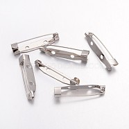 Iron Brooch Findings, Back Bar Pins, with Two Holes, Platinum, 30x6mm, Hole: 2mm, Pin: 1mm(IFIN-S525-30mm)