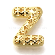 Brass Pendants, Hollow Letter Charms, Rack Plating, Long-Lasting Plated, Cadmium Free & Lead Free, Letter Z, 21.5x16.5x7.5mm, Hole: 5x2.7mm(KK-F884-G02-Z)