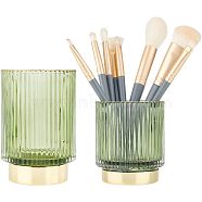 2Pcs 2 Style Glass Makeup Brush Holders, Office Pen Holder, Multi-Use Flatware Storage Cup, Column, Yellow Green, 6.9~8.7x7.95~12.8cm, Inner Diameter: 5.85~7.5cm, 1pc/style(AJEW-OC0003-59)